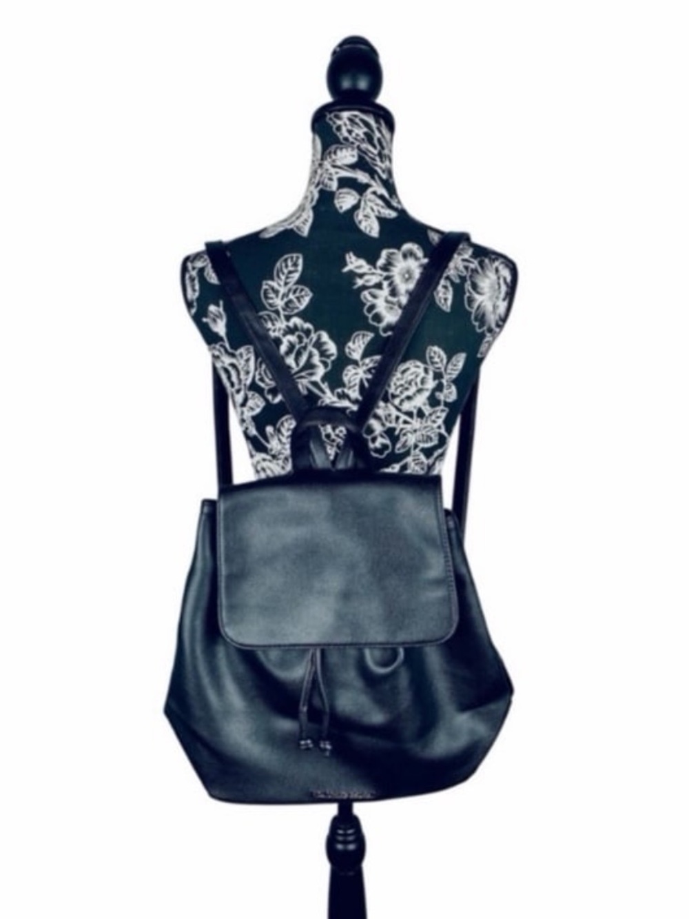 VS 2016 Sexy Little Thing black vegan faux leather flap backpack size medium